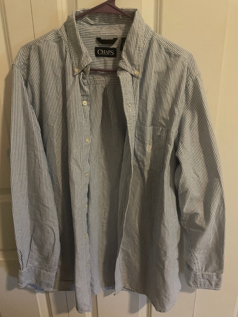 Striped blue and white Chaps button down